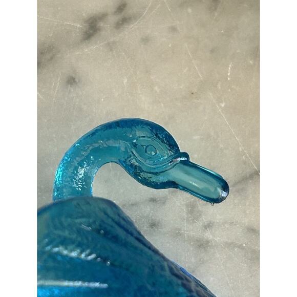 Vintage Swan L E Smith Glass Turquoise Blue Trinket Dish Nautical Beach Decor - Picture 15 of 16